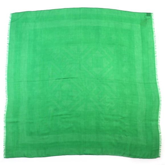 Hermes Sellier Cashmere Silk Fringe Large Shawl Scarf Green With Box Made In - Picture 1 of 10